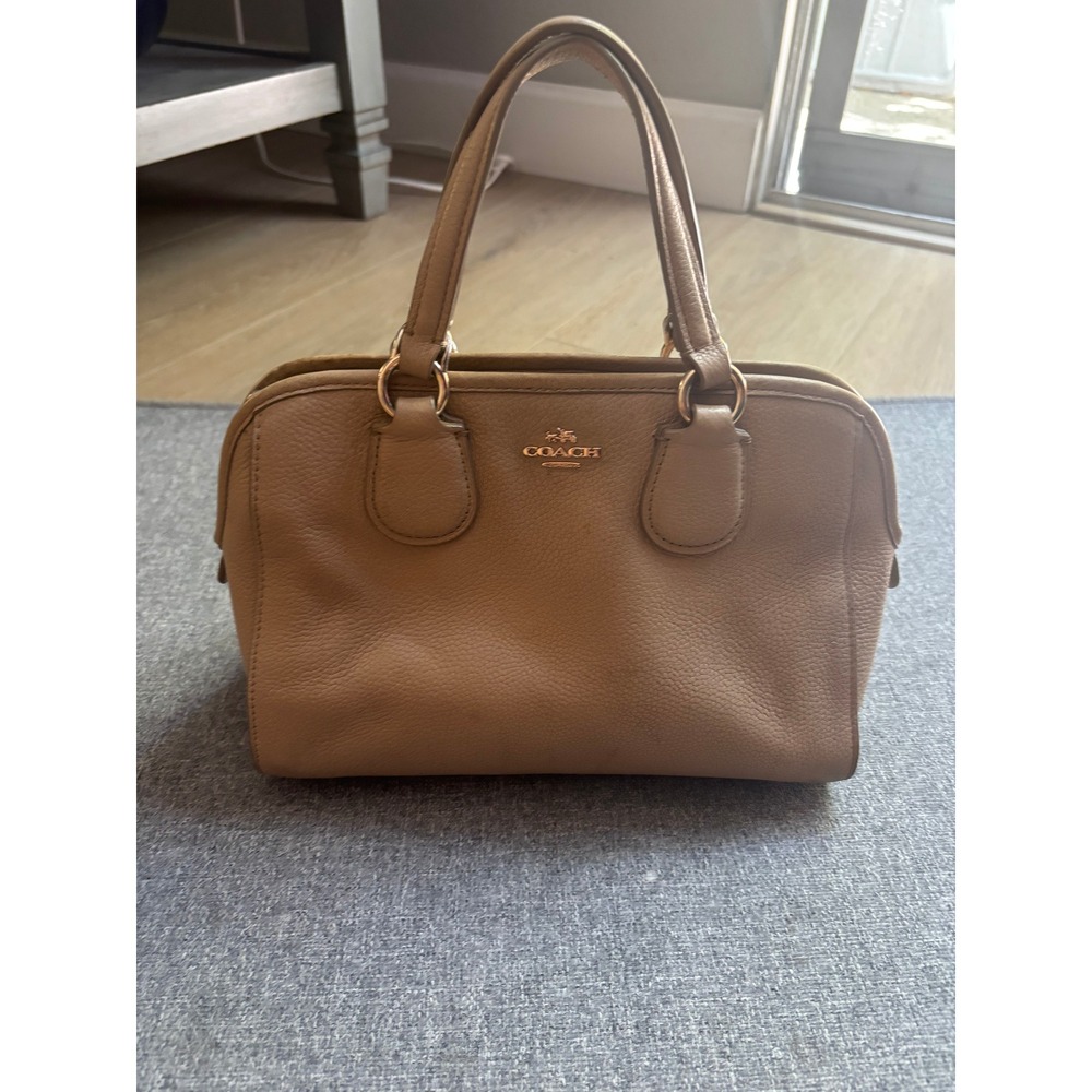 Coach Tan Pebbled Leather Satchel Mini Nolita Vintage Handbag Beige  Zip Top Bag